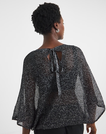 Lurex Mesh Tie Neck Top