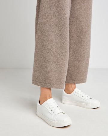 Janey Scalloped Edge Lace Up Trainer - Wide Fit (E)