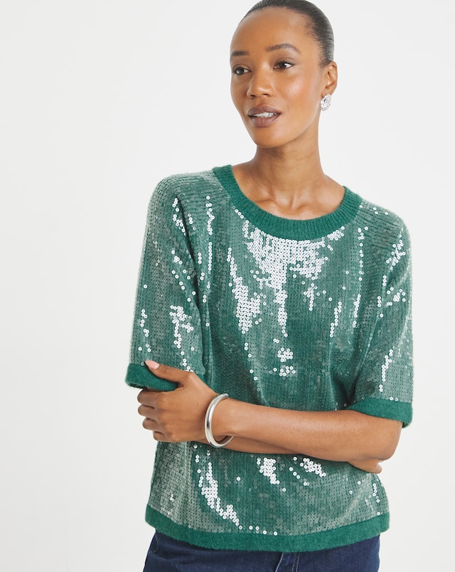 Sequin Short Sleeve Jumper