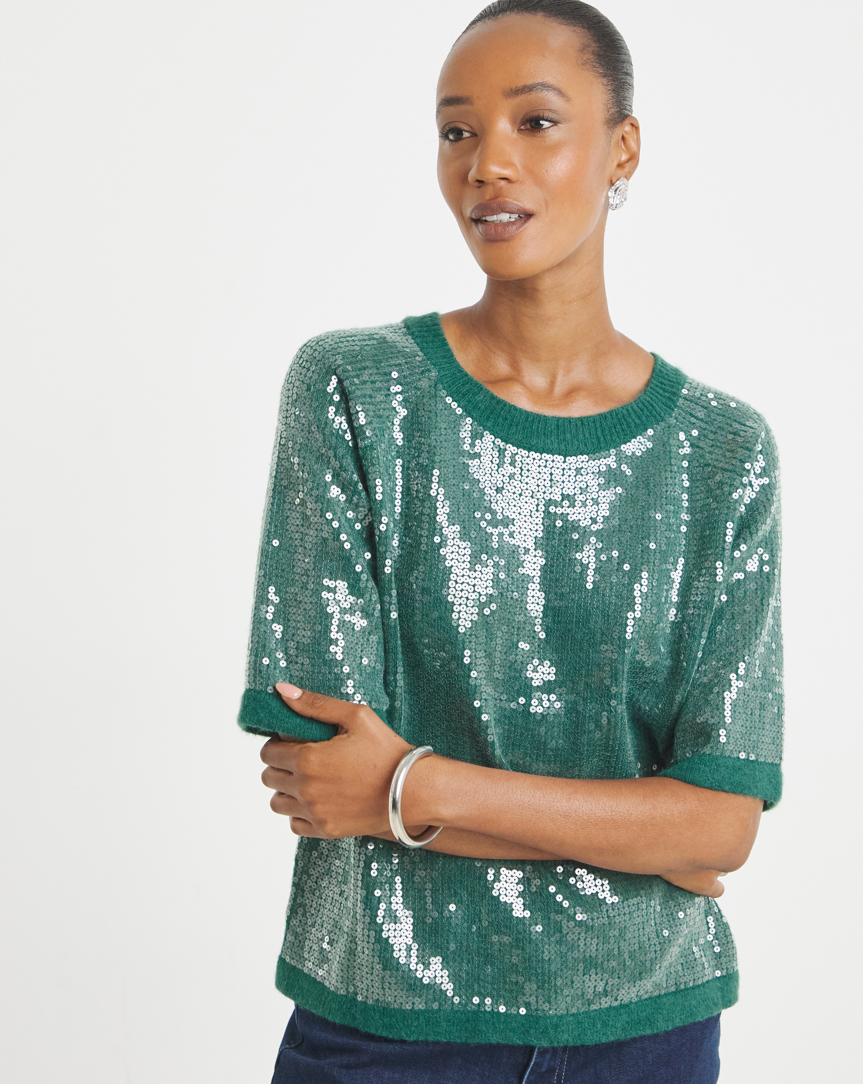 Sequin Short Sleeve Jumper