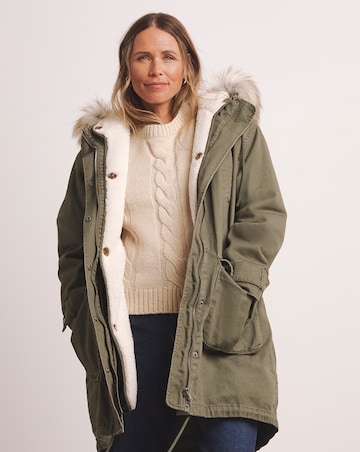 Anthology Khaki Cotton Parka Coat