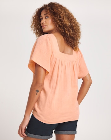 Cheesecloth Square Neck Top