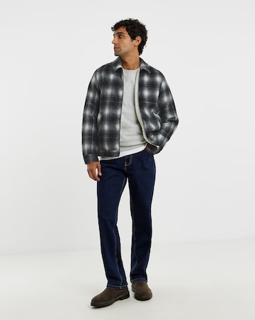 Check Borg Lined Zip Harrington