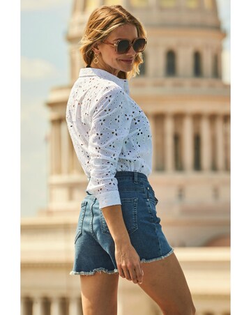 Sosandar White Broderie Anglaise Shirt