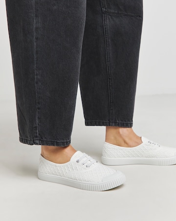 Birney Lace Up Plimsole Trainers - Wide Fit (E)