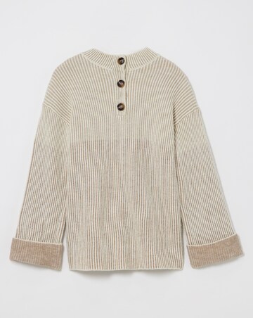 Julipa Beige Ribbed Henley Jumper