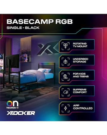 X Rocker Basecamp RGB Single Bed - Black