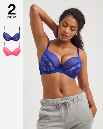 2 Pack Padded Boost Lace Plunge Bras B-F