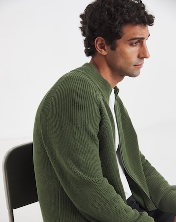 Fisherman Knitted Zip Through Cardigan