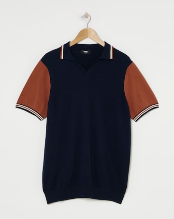 Navy Open Neck Polo