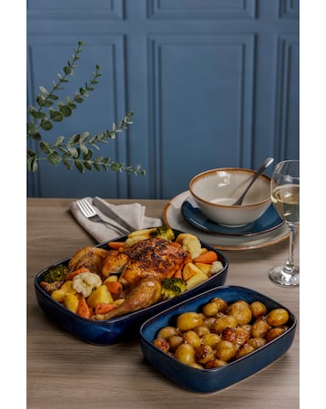 Mason Cash Reactive Glaze Blue Set of 2 Rectangle Oven Dishes