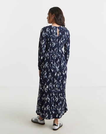 Ruched Front Ruched Sleeve Jersey Maxi Dress