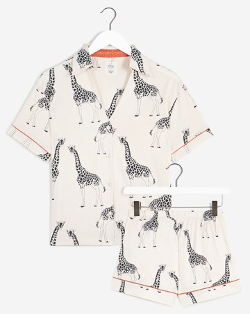 Chelsea Peers Giraffe Print Organic Cotton Short Pyjama Set