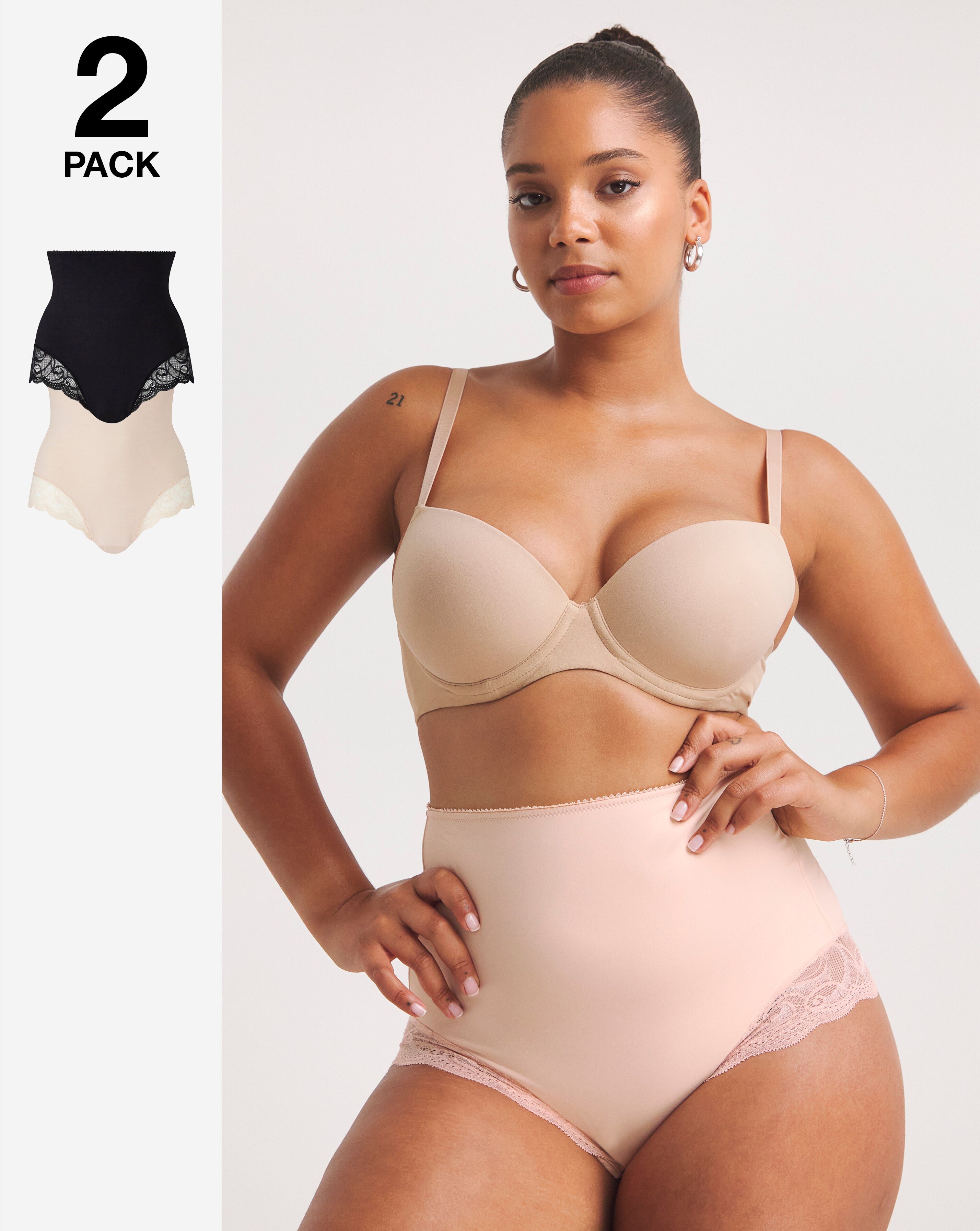 MAGISCULPT Firm Control (2 Pack) Tummy Control High Waist Lace Briefs