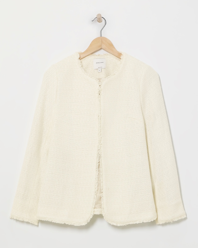Collarless Boucle Blazer