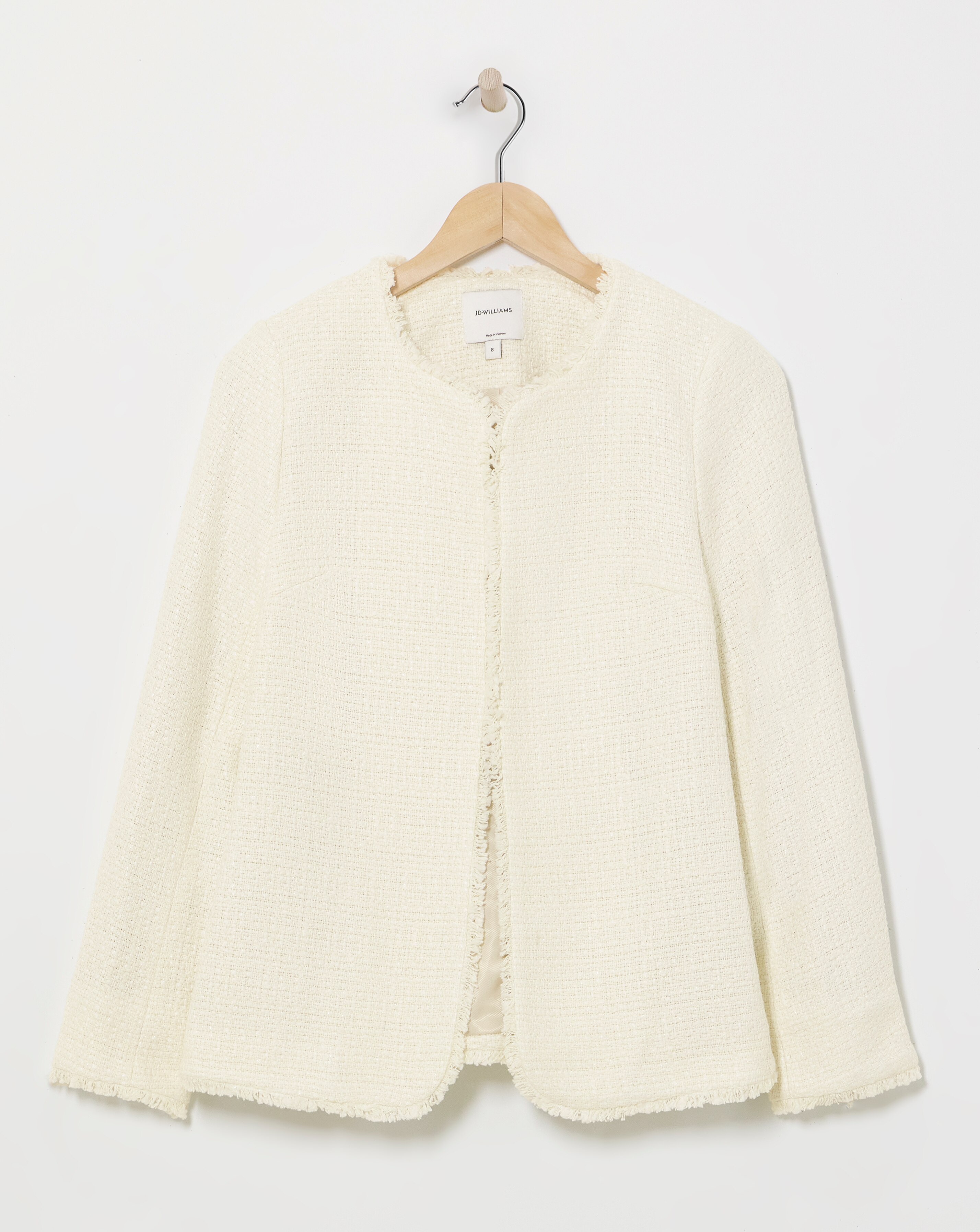 Collarless Boucle Blazer