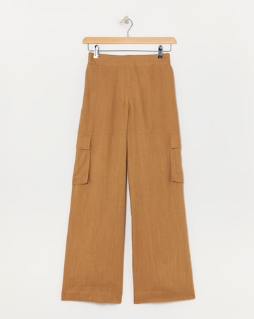Tobacco Linen Wide Leg Utility Trousers
