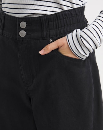 Black Elasticated Wide Leg Jeans