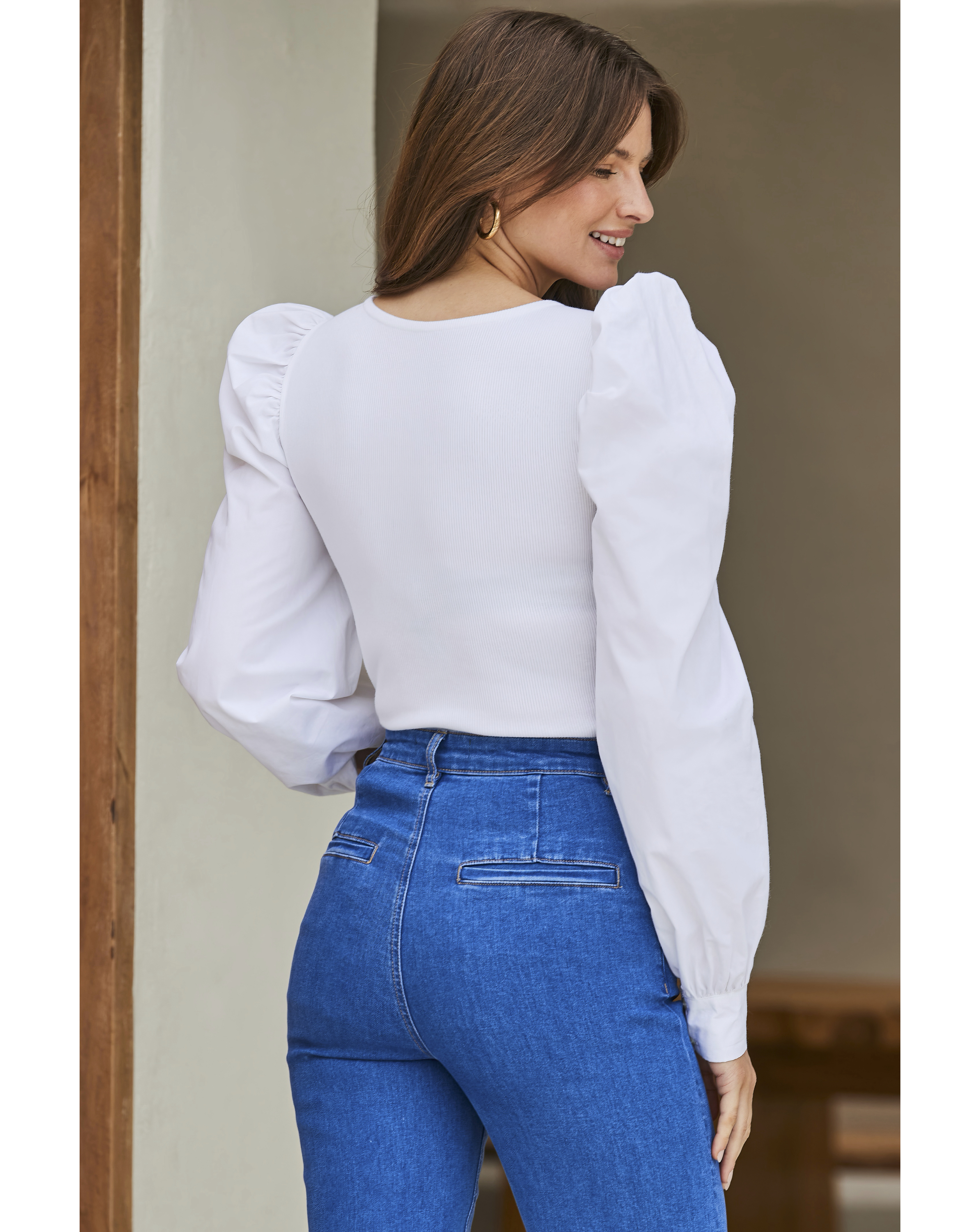 Sosandar Chiffon Sleeve Blouson Top