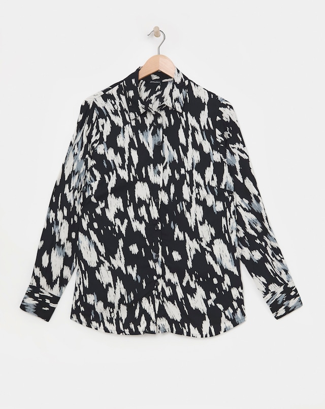 Womens Dipped Back Shirt - Blue Geo