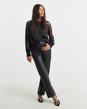 Lace Sleeve Raglan Blouse