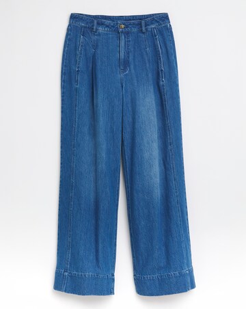Simply Be Authentic Mid Blue Drape Wide Leg Jeans