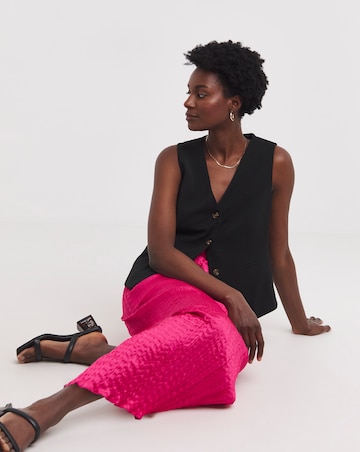 Bright Pink Crinkle Satin Skirt