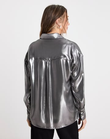 Womens Metallic Long Sleeve Shirt - Silver