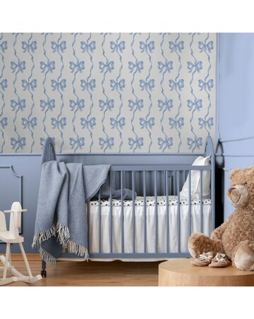 Cath Kidston Ribbon Bow Blue Wallpaper