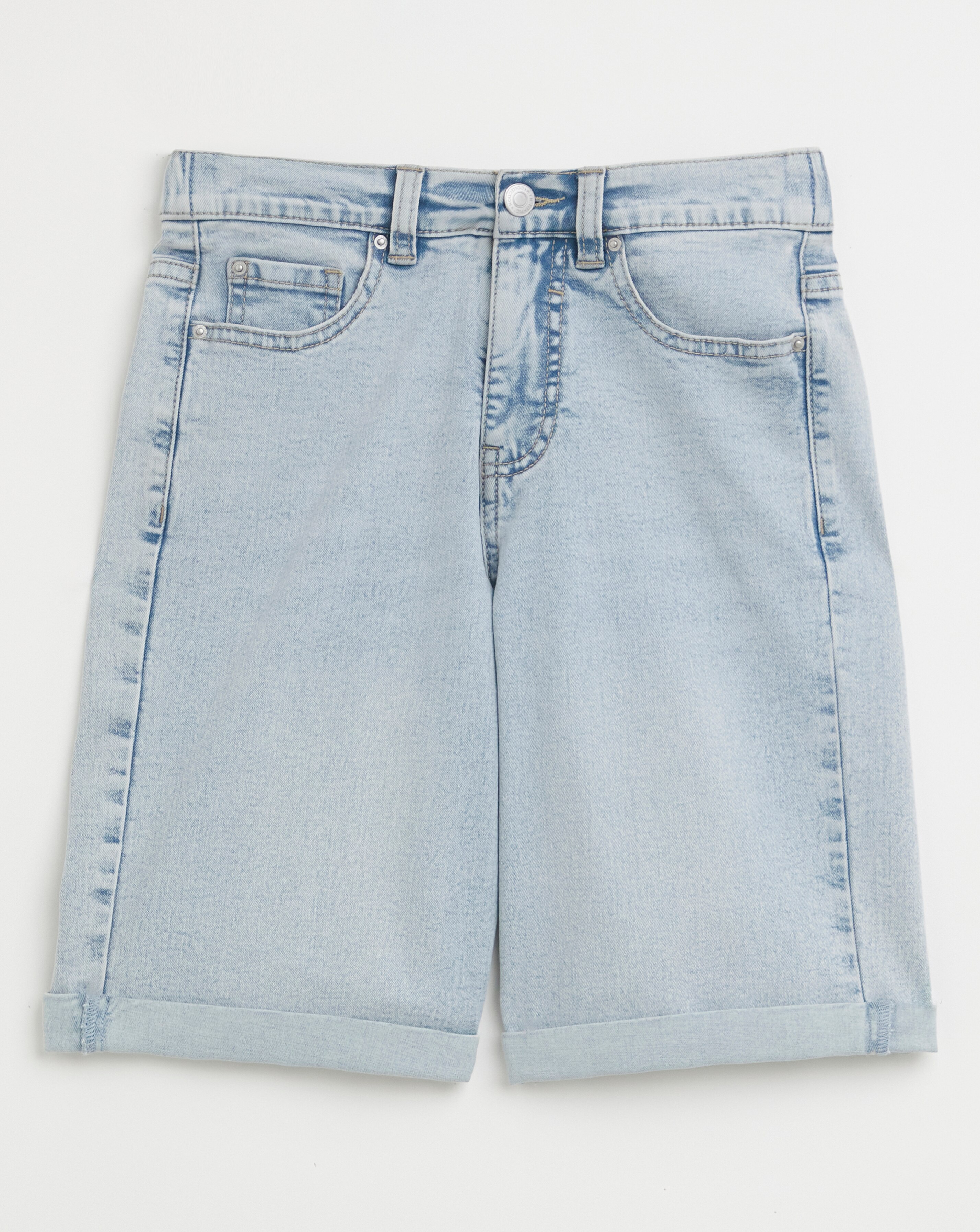Light Blue 24/7 Knee Denim Shorts