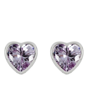Radley Ladies Silver Light Amethyst Heart Stud Earrings