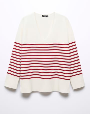 Mango Stripe V Neck Jumper