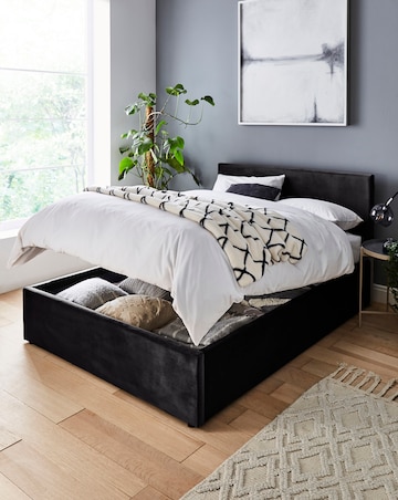 Hayden Velvet Ottoman Bed with 3 Layer Memory Foam Hybrid Mattress