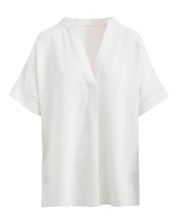 Crochet Trim Linen Mix Tunic Top