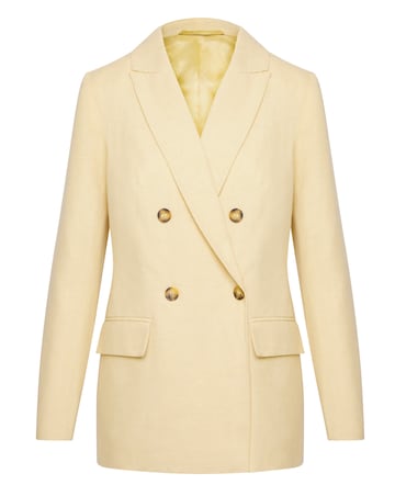 Yellow Linen Double Breasted Blazer