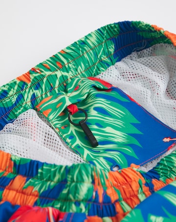 2 Pack Tropical Print Swim Shorts Long