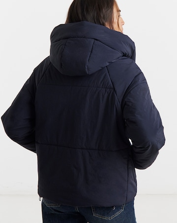 Navy Funnel Neck Padded Coat