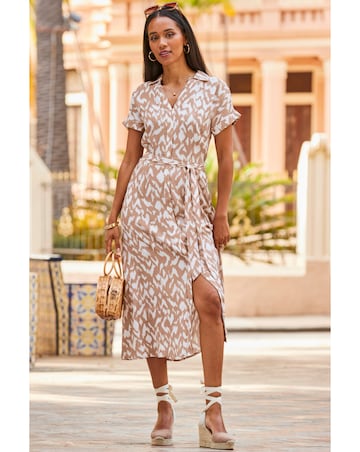 Sosandar Abstract Print Belted Shirt Dress