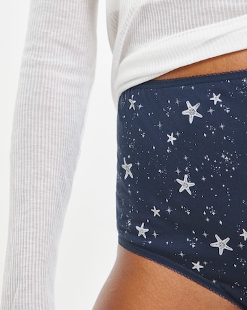 Pretty Secrets (7 Pack) Cotton Full Fit Brief Knickers Navy Star