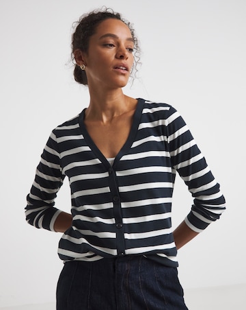 Stripe V-Neck Jersey Cardigan