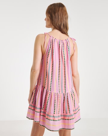 Beach to Beach Jacquard Stripe Mini Beach Dress