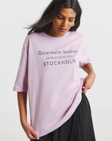 Simply Be Blush Stockholm Graphic T-Shirt