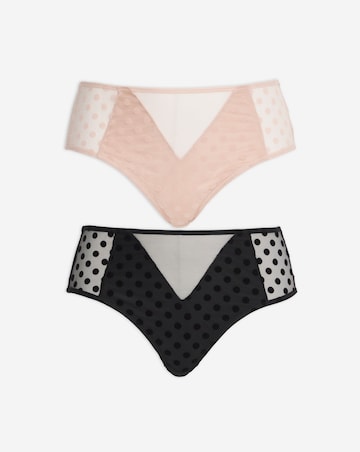Pretty Secrets (2 Pack) Hannah Everyday Spot Mesh Briefs Black/Blush