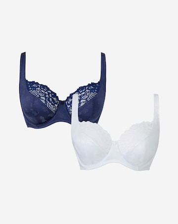 Pretty Secrets (2 Pack) Laura Full Cup Wired Bras (B-H) Navy/White