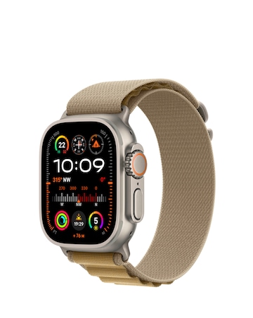 Apple Watch Ultra 2 GPS/Cellular 49mm Natural Titanium Case, Tan Alpine Loop - L