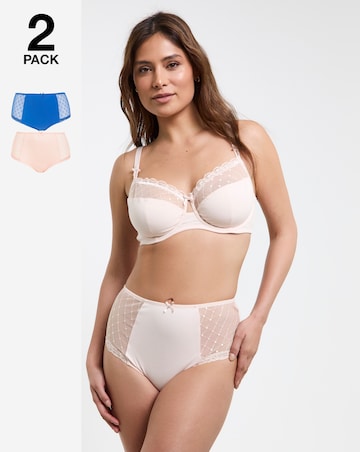 Pretty Secrets (2 Pack) Rachel Embroidery Deep Briefs Blue/Cream