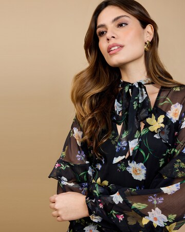 Little Mistress Floral Frill Midaxi Dress