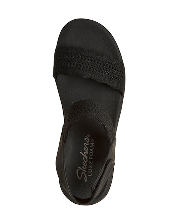 Skechers Arya Glitter Knit Sling Back Black Sandals - Standard Fit (D)