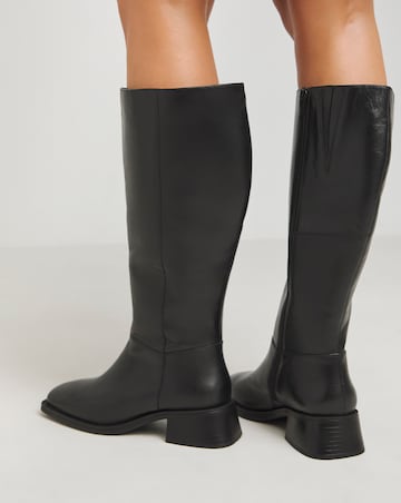 Heavenly Soles Velma Leather Knee Boots - Extra Wide Fit (EEE) Super Curvy Calf