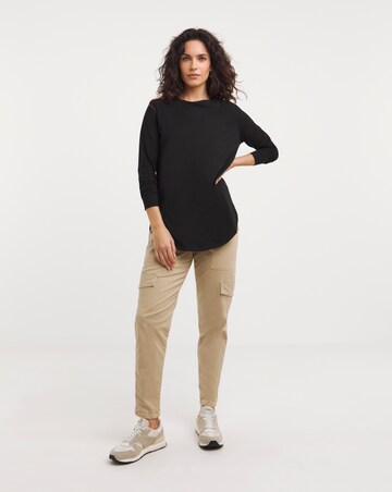 Black Longline Curved Hem Top